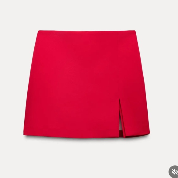 Zara Pants - Zara Red High waisted side Slit details at Hem Skort Short Skirt size S NWT